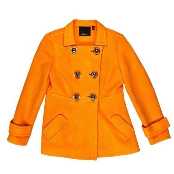 CARLISLE Wool Unlined Double Breasted UNIQUE Pea Coat 8 Chic Modern Preppy Noel - Picture 1 of 16